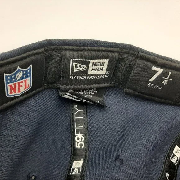 NFL Chicago Bears New Era 59 Fifty 7 1/4 Flat Bill Fitted Cap Hat Blue - Picture 5 of 5